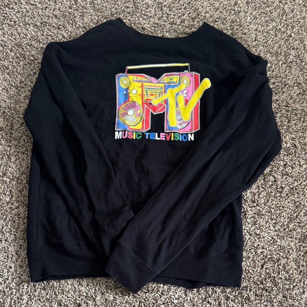 MTV Colorful Logo Black Long Sleeve Tee